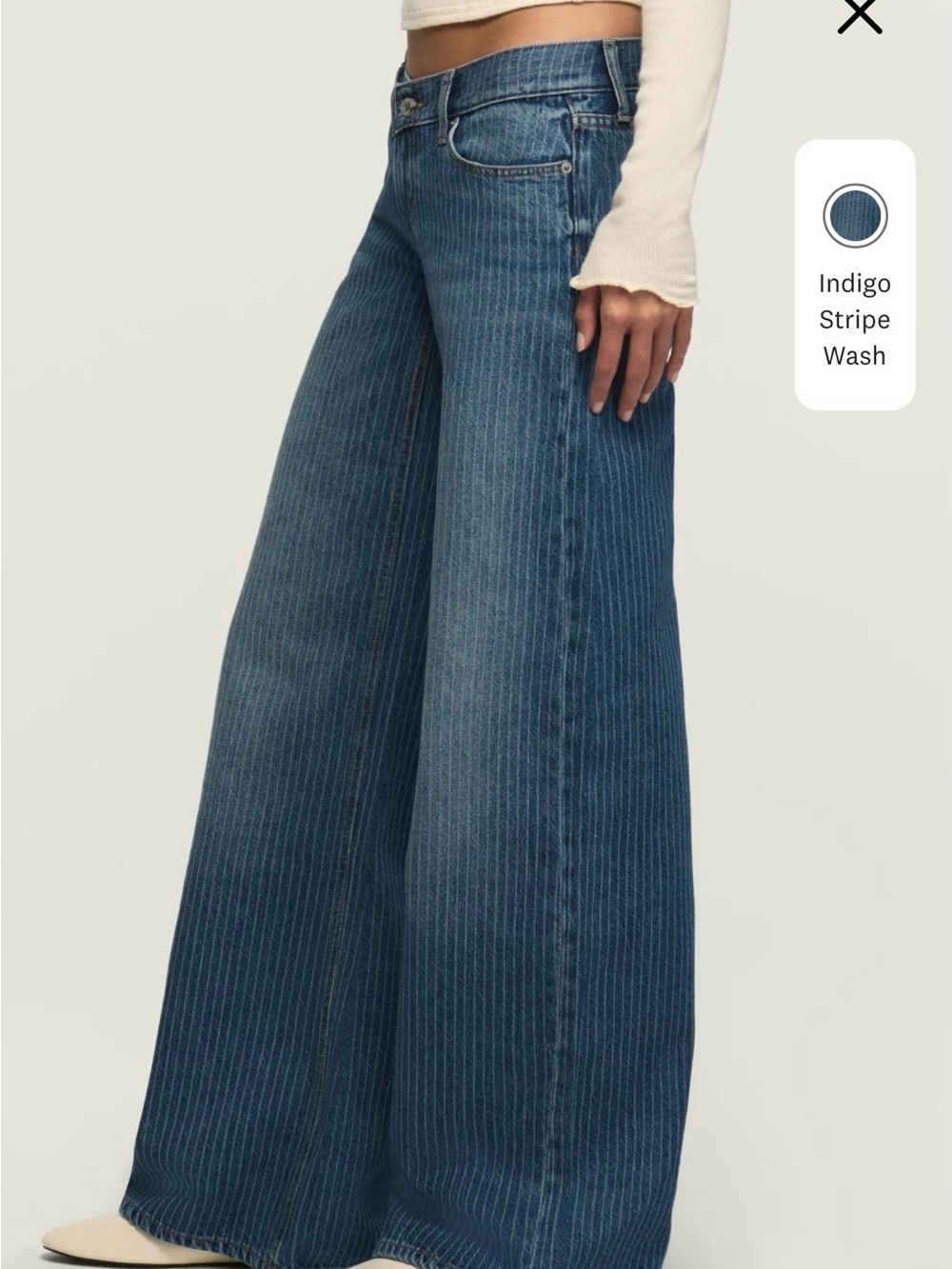 Lucky Brand Indigo Wide-Leg Stripe Wash Jeans